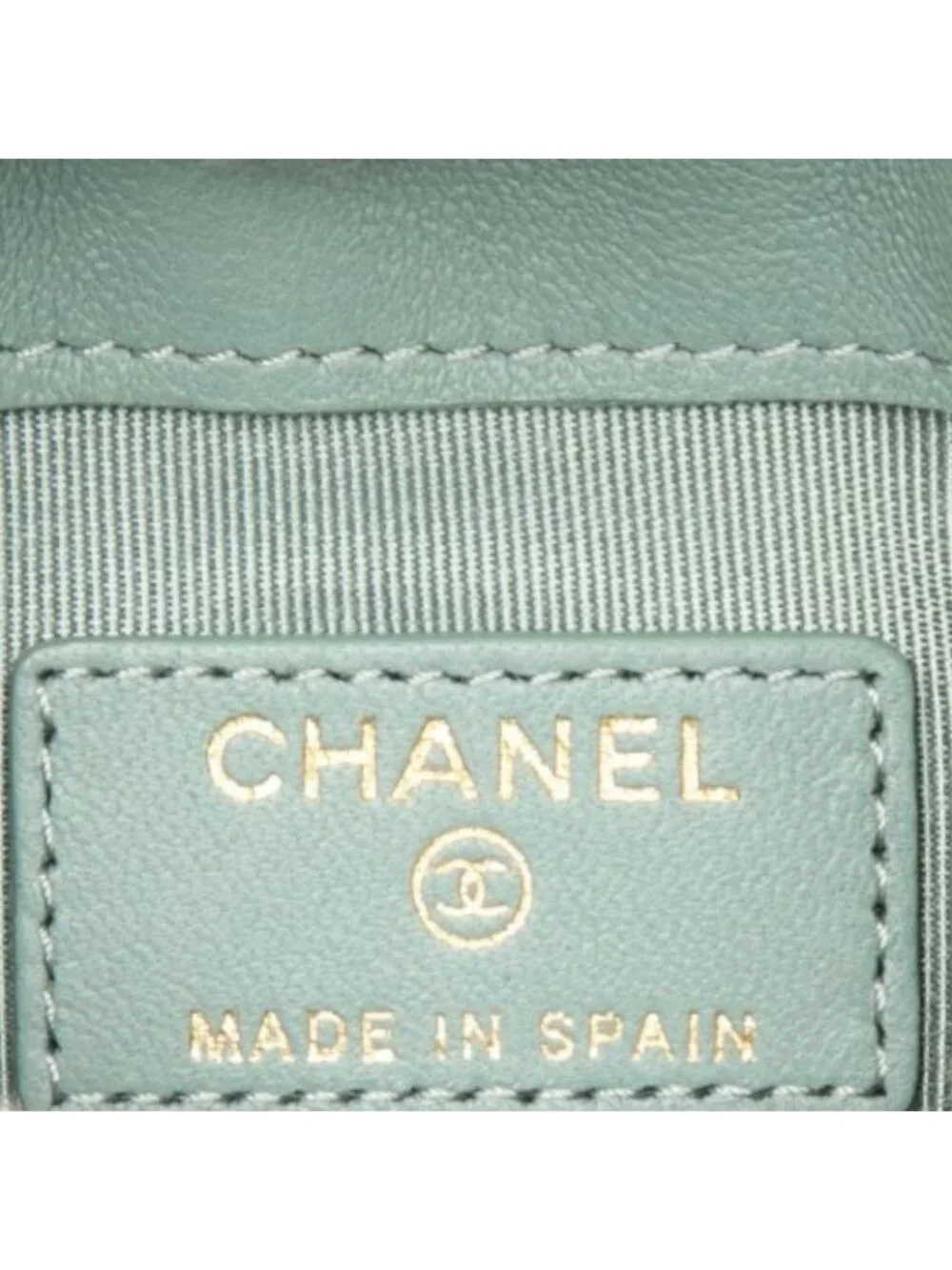 Chanel Quilted CC Logo Mini Chain Shoulder Bag Pochette Blue Green Lambskin